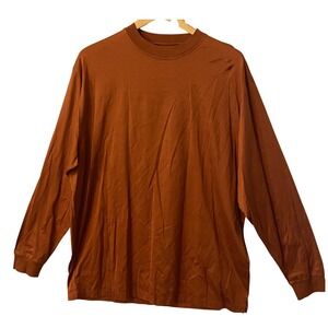 Bugatchi Uomo Mens XL Burnt Orange 80s Triple Mercerized Cotton Long Sleeve Tee